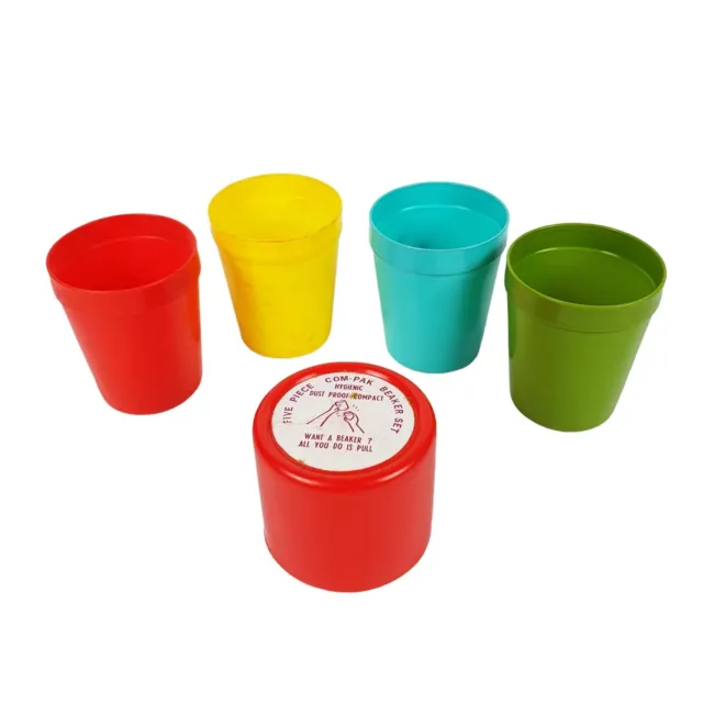 Vintage Stack-Away Beaker Set of 4 Plastic Cups Tumblers RETRO J. Glaser & Co