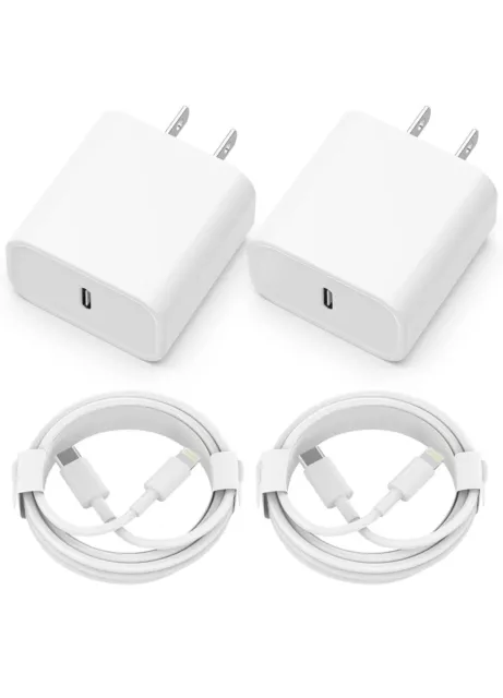 2x Cargador Rapido de Pared USB Tipo C Para iPhone 14 13 [Apple MFi Certificado]