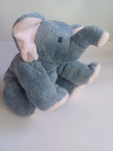 TY Pluffies Winks Elephant Grey/Blue Pink Ears 8" Retired Tylux Plush Toy