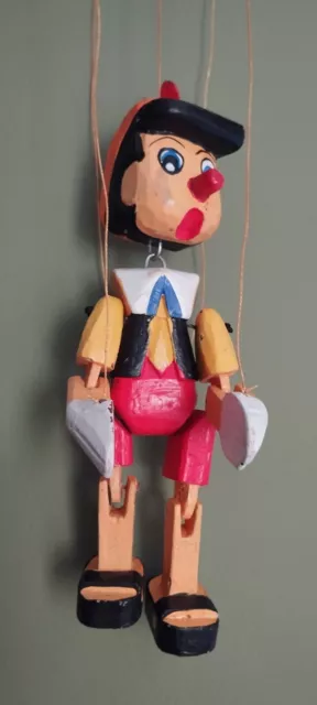 🌻Vintage Wooden Pinocchio puppet 22cm heigt Marionette