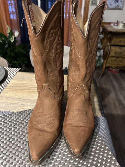 RUDEL COWBOY BOOTS Western Brown Suede Texas Catalan Style Mexico