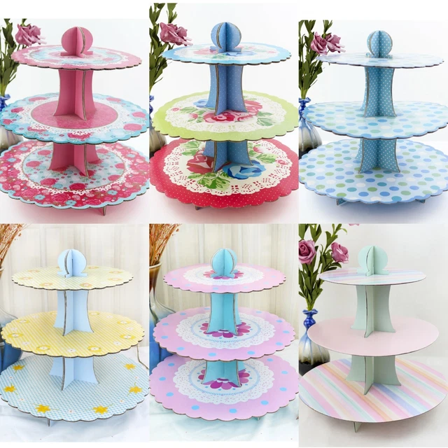 2PK  12''  3 Tier Cupcake Stand Muffin Holder Cardboard Cake Rack Party Birthday