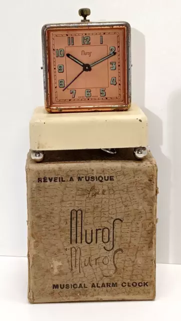 Ancien Réveil à musique "Muros" Swiss, vintage