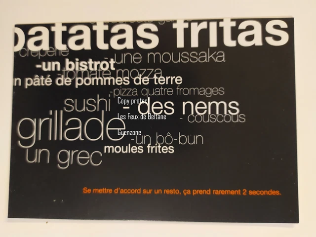 ORANGE MOBILE RESTAURANT  publicité  carte postale postcard