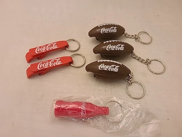 8 Lot Coca Cola Coke Bottle Opener Keychains-Bottle-Logo-Football