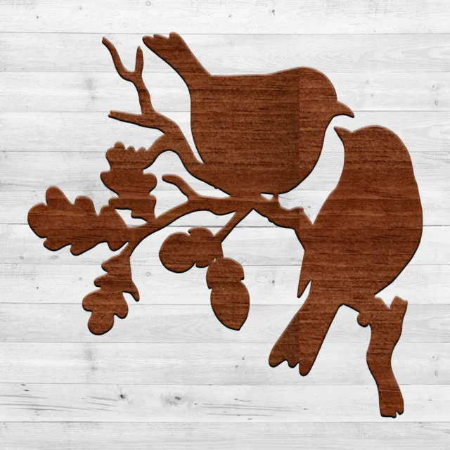 Beautiful Birds on Oak limb Cut out, Wood plaque sign, Home decor