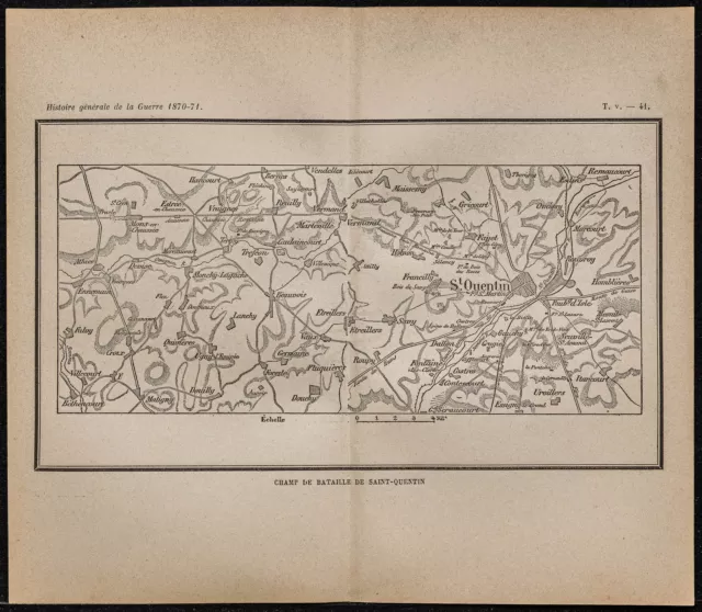 1898ca - Bataille de Saint-Quentin (Aisne) - Carte ancienne guerre de 1870