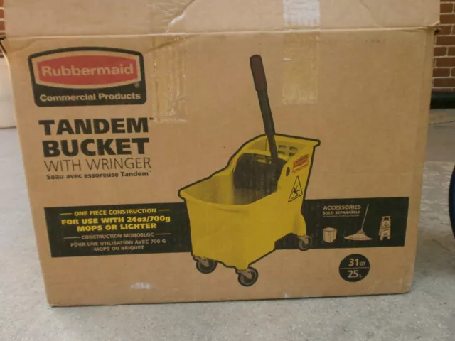 Large Tandem Mop Bucket With Wringer 31qt 25 L Commercial New in The Box .