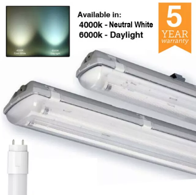 4ft 5ft LED Ready Batten Fittings Single, Twin & IP65 Waterproof - 4000k / 6000k