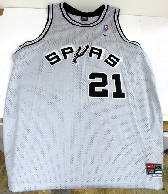 TIM DUNCAN San Antonio Spurs NIKE 2XL / Length +2  SEWN Basketball Jersey