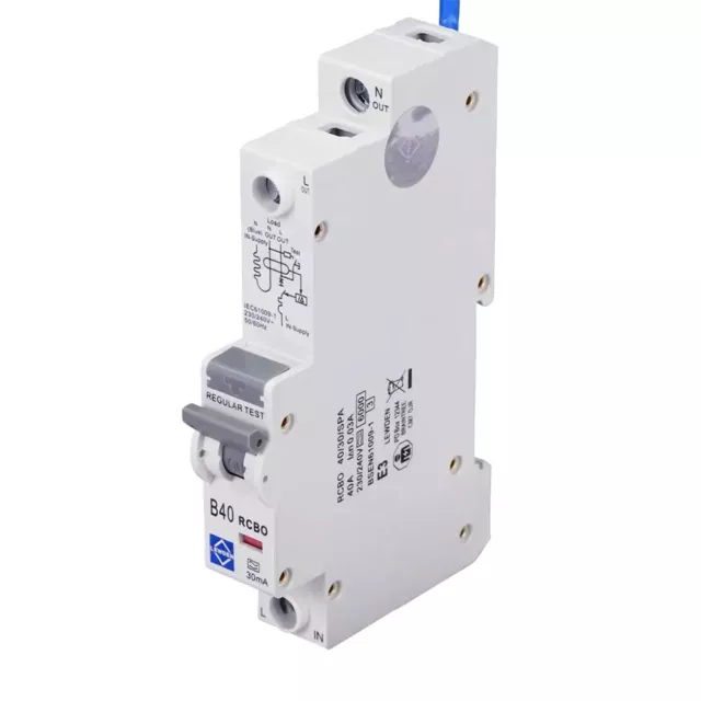 Lewden 40/30/SPA 40A RCBO Single Pole 1 Module B Curve 6kA 30mA Type A