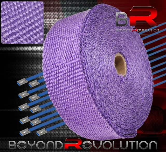 30 Feet Heat Shield Wrap Header Intake Turbo Supercharge+ Ties Purple