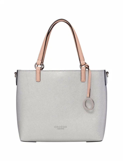 OROTON ESTATE MINI Tote Bag Genuine Leather Metallic Silver
