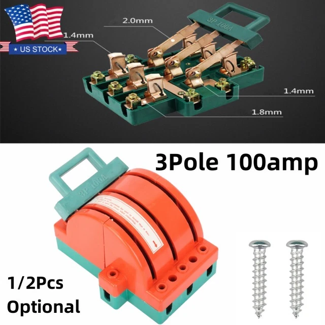 1/2PCS DOUBLE THROW Knife Safety Disconnect Switch 3Phase Circuit 3Pole