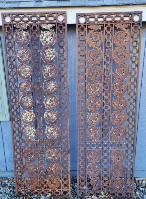 Antique LARGE CAST IRON Art Deco Nouveau Architectural Salvage Panels/Gate