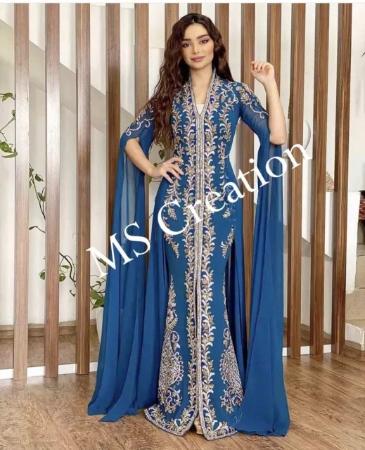 Sale!! Unique Royal African Crystal Work Moroccan Dubai Kaftan Wedding Dresses