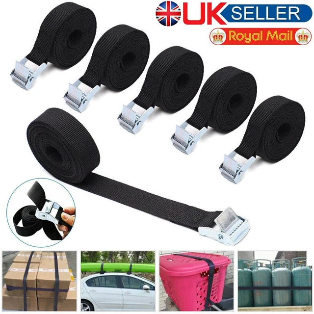 6 x Heavy Duty Ratchet Tie Down Straps Car Roof Rack Belts Quick Release 2.5M UK