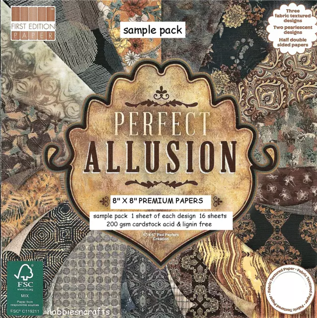 PERFECT ALLUSION Dovecraft 8 x 8 sample paper pack 16 sheets 200gsm