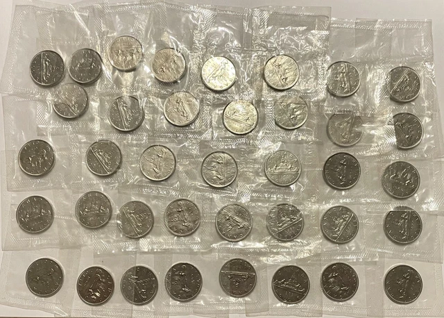 Lot of (38) 1968/1969 Royal Canadian Mint Dollars, All are BU Mint Sealed Cello