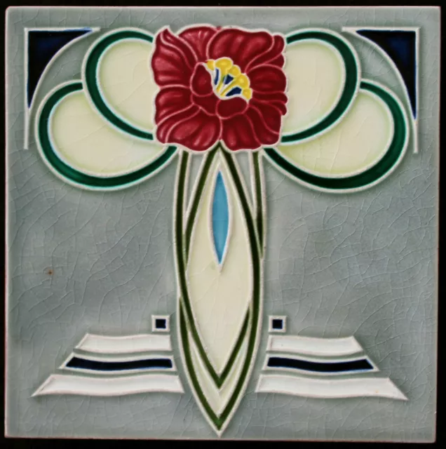 Attractive Original  Art Nouveau tile C 1900 NstG  flower