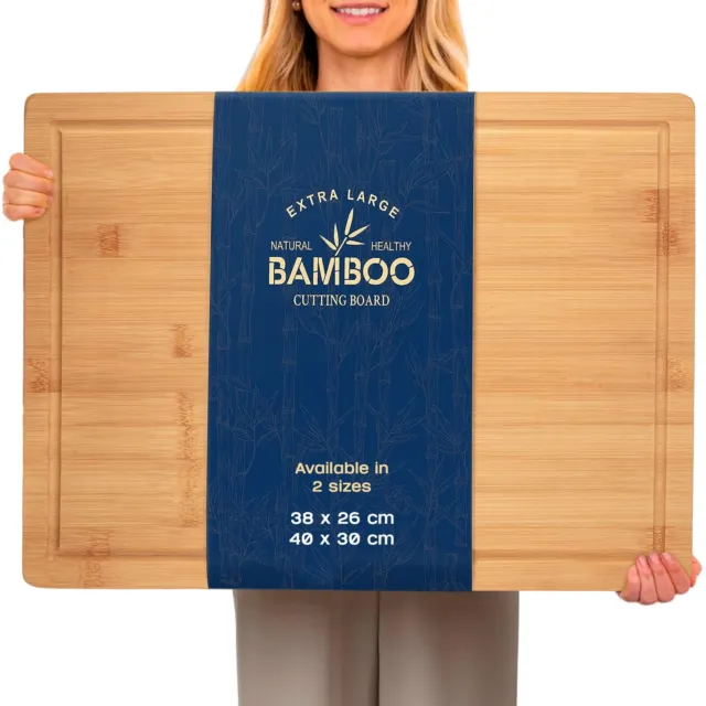 Wooden Chopping Board Double Sided Organic Bamboo Kitchen Food Cutting Boards UK