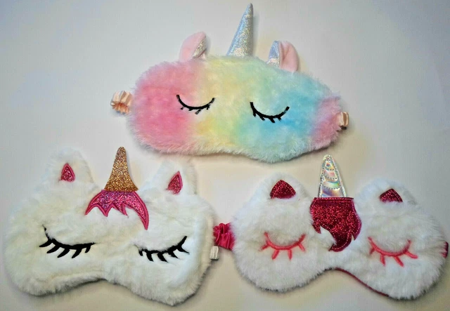 Schlafmaske Augenmaske Plüsch Schlafbrille Maske Einhorn flauschig Frauen Kinder