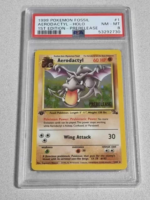 Aerodactyl 1999 Pokemon Fossil 1st Edition #1 Holo Pre-Release (PSA 9)