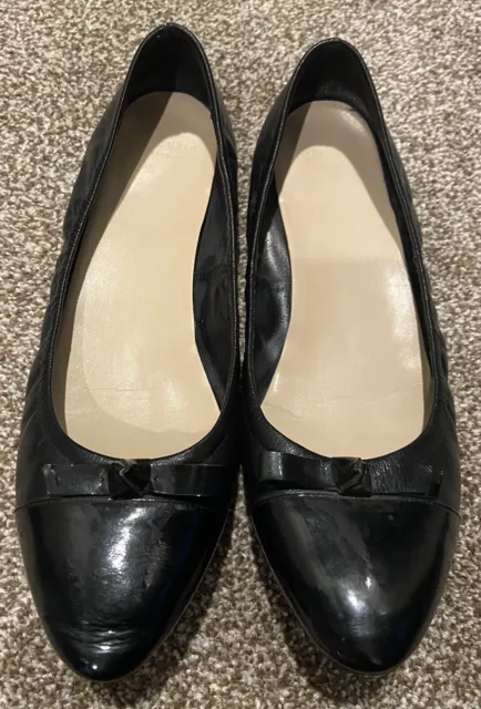 COLE HAAN GRAND OS Black Leather Ballet Bow Flats Women’s Size 8 1/2B ...