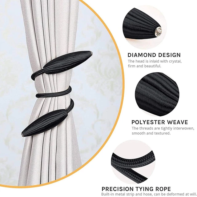 Beautiful Curtain Holder tieback color BLACK for Home Decor Set of 2 3