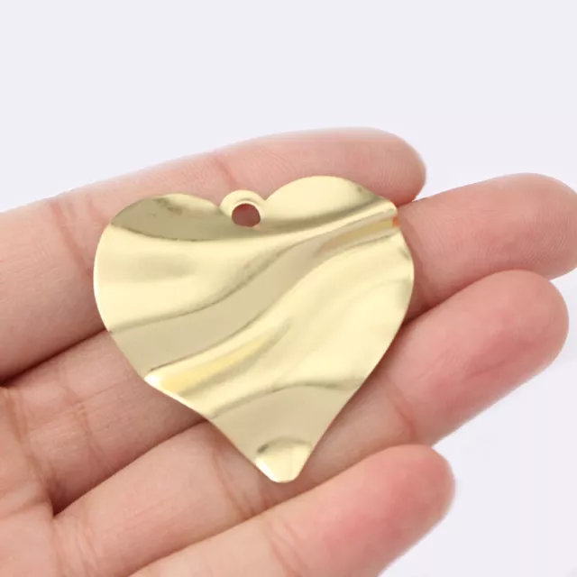 10Pcs Raw Brass Irregular Heart Charms Pendants For Jewelry Necklace Making 36mm