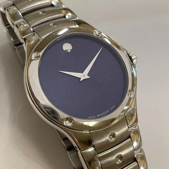 mens Movado 84 C2 8622, big 40mm Blue Dial, Pre Owned Running New Battery
