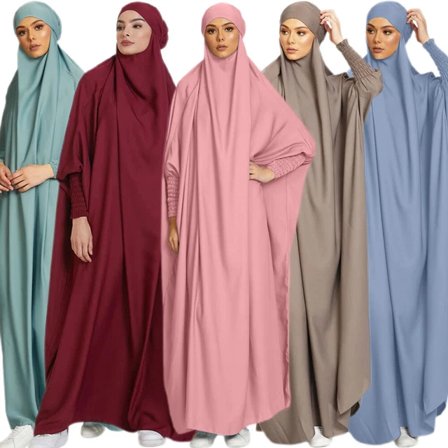 Abito musulmano sopraelevato Khimar Abaya Donna Abito da Preghiera Jilbba Ramadan Burqa
