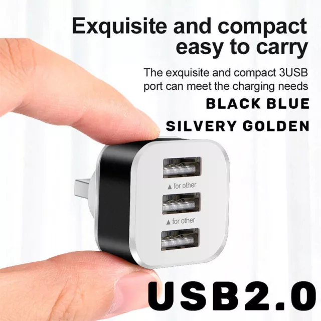 3-Port USB Hub 2.0 High-Speed Charging Splitter with LED Indicator