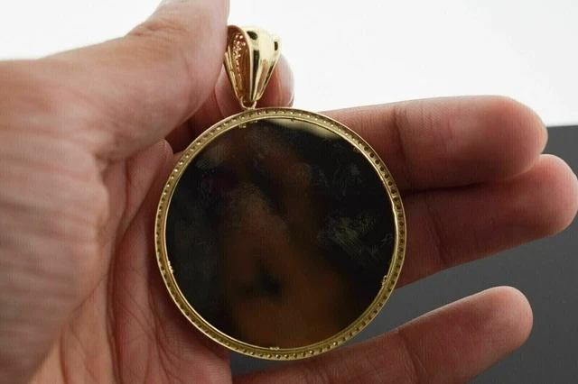 2Ct Round Cut Moissanite Memory Picture Frame Pendant 14K Yellow Gold Plated