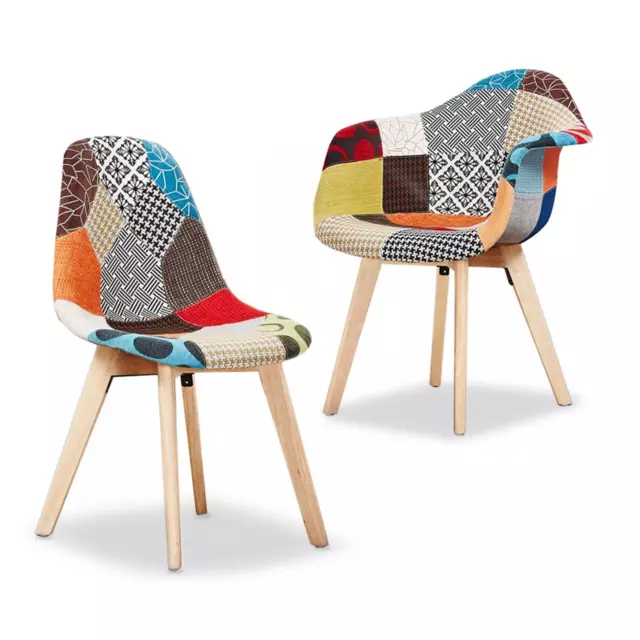 Fabia Dining Chair | Multi-Colour Patchwork Chairs | Retro Modern Chair |