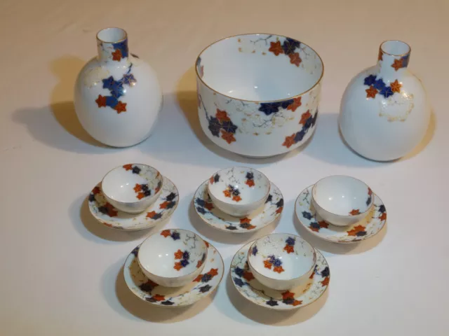 Japanese Imari Hand Painted Sake Set circa 1910