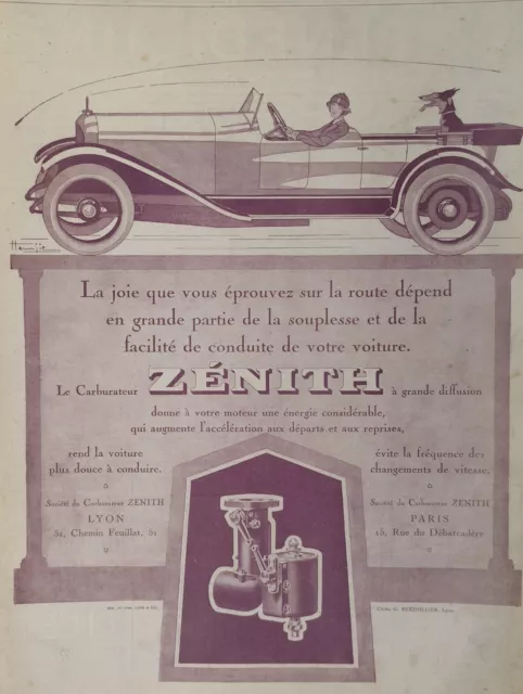 Publicite Presse Automobile Carburateur Zenith Voitures Bignan Bugatti  1927