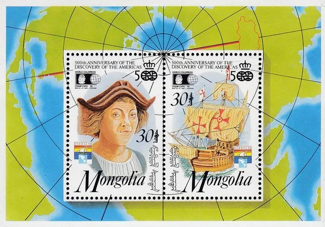 Mongolie 1992 Columbus Voile Expédié S/S / MNH