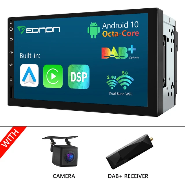 Unità principale radio stereo auto DAB+CAM+7" Double Din Android 10 8 core GPS Bluetooth