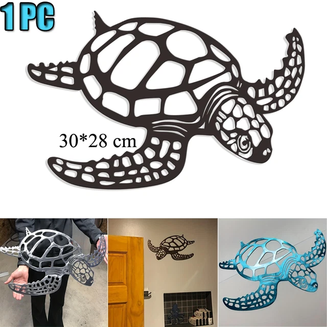 Metal Sea Turtle Ornament Beach Theme Decors Wall Art Adornments Wall Hanging UK