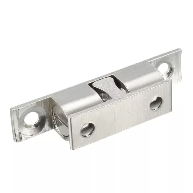 Cabinet Door Closet Brass Double Ball Catch Tension Latch 50mmL Silver Tone