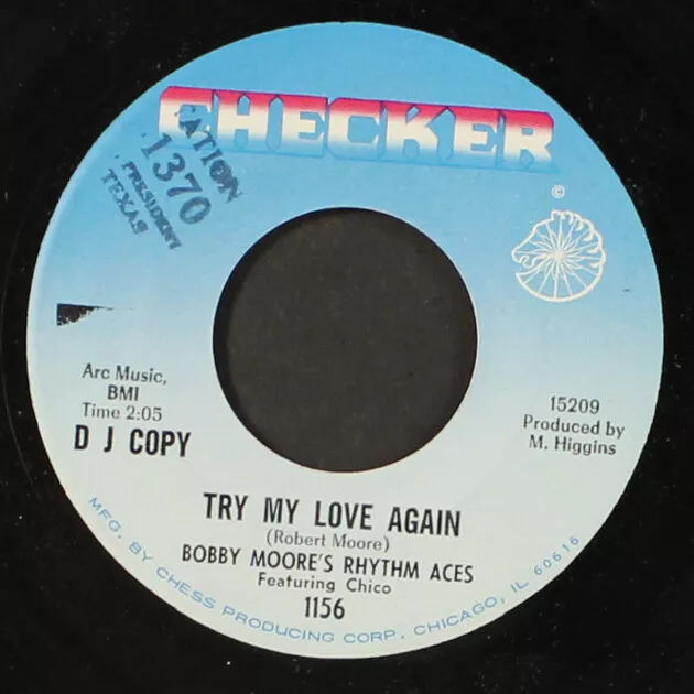 BOBBY MOORE & RHYTHM ACES: try my love again / blank CHECKER 7" Single 45 RPM