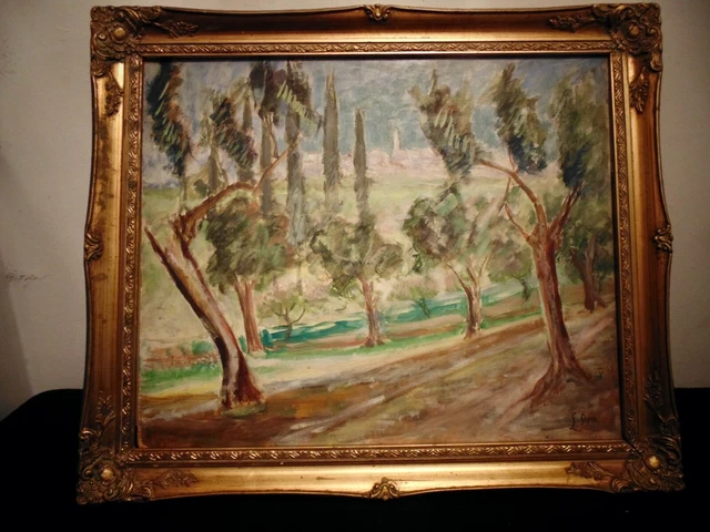 LEO STEIN;ANTIQUE ORIGINAL OIL PAINTING;SIGNED;c.1930s;LANDSCAPE;TREES;LISTED-NR