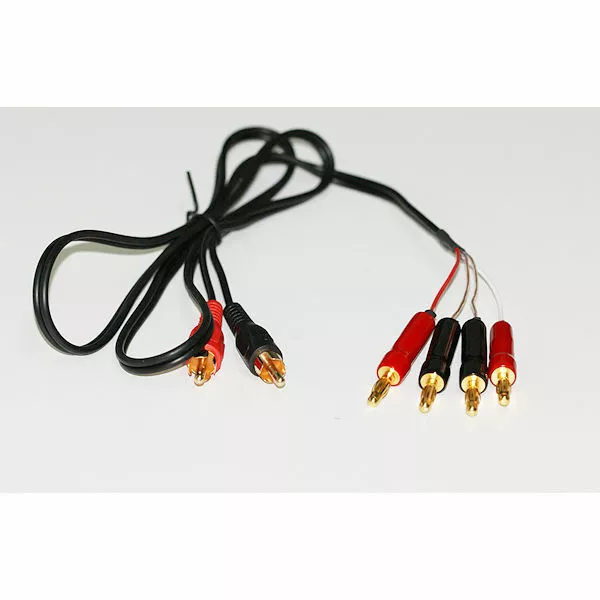 Audio Lead / Cable, Twin RCA Phono plugs to 4mm HQ Banana plugs, Gold, 1m - 20m