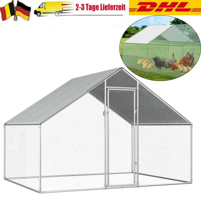 Hühnerstall, 3 * 8 * 2m Metall Freilaufgehege Freigehege, Hühne