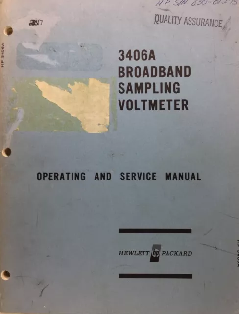 HP 3406A Voltmeter Operating & Service Manual w/Schematics P/N 03406-90001