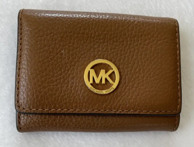 Michael Kors MK Logo Brown Leather Carryall Card Case