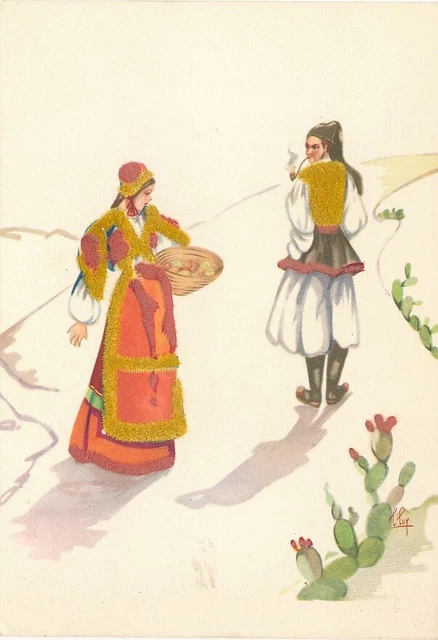 Cartolina Costumi Sardegna Desulo Tempera di Lola Loy Non Viaggiata
