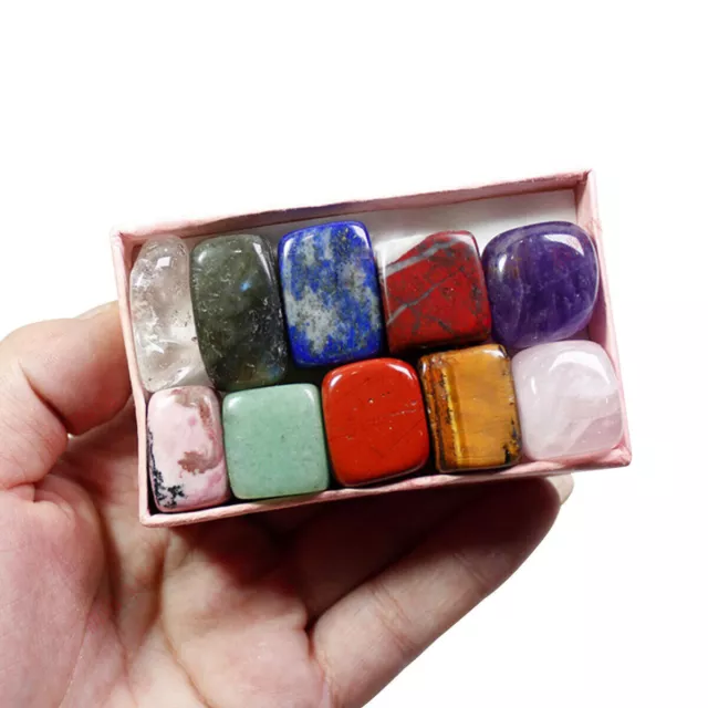 10x Chakra Healing Crystals Reiki Stone Natural Tumblestones Gemstone Box Set UK