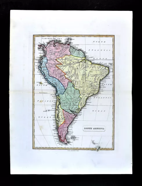 1839 Bell Map South America Brazil Argentina Patagonia Peru Chile Colombia Rio